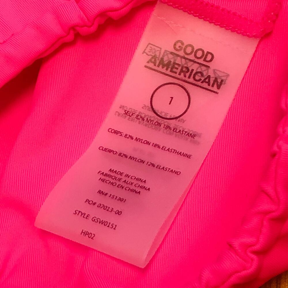 Good American Hot Pink Tiny Ties Side Tie Cheeky Swim Bikini Bottom Size 1 - Picture 5 of 8